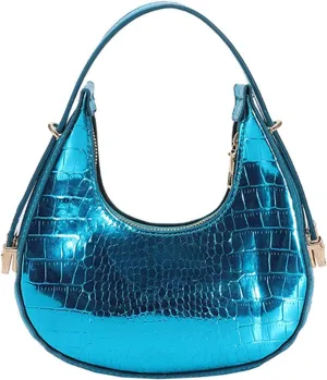 Small Shoulder Bags for Women Crocodile Pattern Leather Handbag Under the Arm Purse with Zipper Closure
