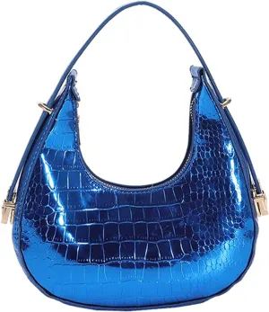 Small Shoulder Bags for Women Crocodile Pattern Leather Handbag Under the Arm Purse with Zipper Closure