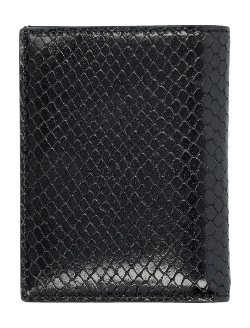 Small Snake Embossed Leather Folding Cardholder