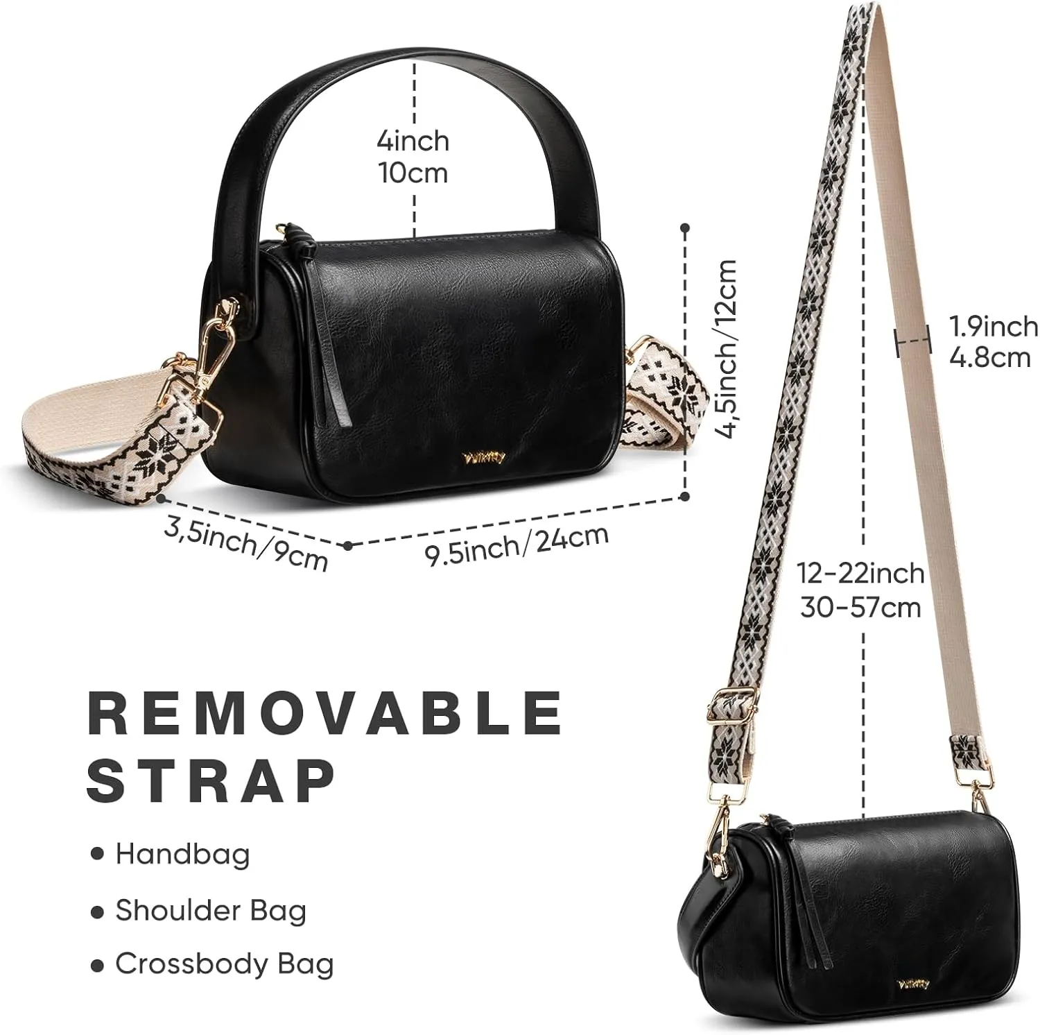 Small Top Handle Purse for Women Handbag with a Guitar Strap for Shoulder or Crossbody Wear