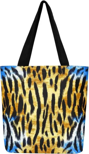 Snake Canvas Tote Bag for Women,Wild Animal The Tote Bag,Little Dragon Snake Hide Reusable Cloth Cotton Bags