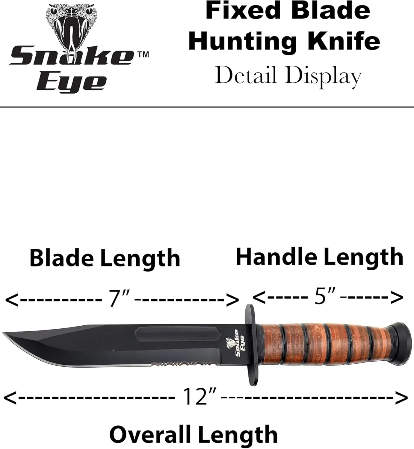 Snake Eye Tactical Heavy Duty Fixed Blade-Hunting Camping & Outdoor Knife (YWSB)