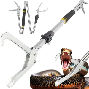 Snake Grabber Tool, 69" Snake Tongs Grabber for Rattlesnake Heavy Duty Professional Folding Snake Feeding Tongs Wide Jaw Snake Handling Tool Long Hndle Stainless Steel Tube Sponge Handle