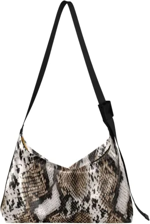 Snake Pattern Hobo Crossbody Bags for Women Leather Large Shoulder Bag Cross Body Animal Skin Print Trendy Womens Tote Bags Handbag for Travel Shopping