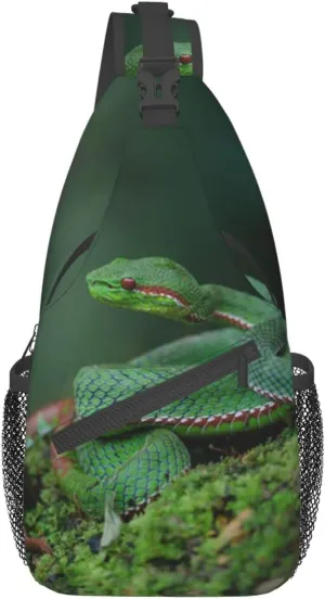 Snake Sling Bag Animal Crossbody Chest Daypack Casual Backpack Snake Shoulder Bag Cool Hiking Bag Horror Bag
