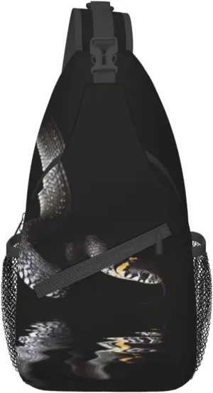 Snake Sling Bag Animal Crossbody Chest Daypack Casual Backpack Snake Shoulder Bag Cool Hiking Bag Horror Bag