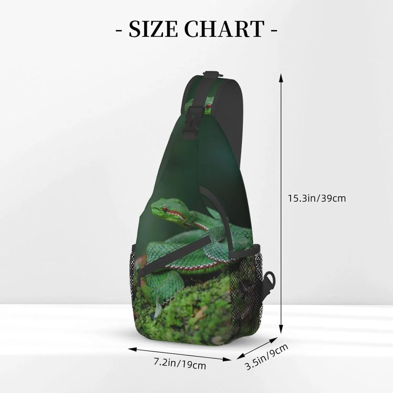 Snake Sling Bag Animal Crossbody Chest Daypack Casual Backpack Snake Shoulder Bag Cool Hiking Bag Horror Bag