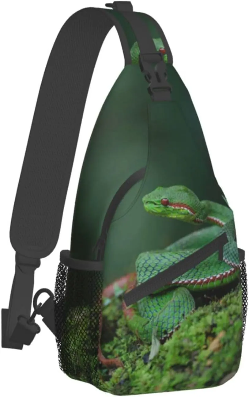 Snake Sling Bag Animal Crossbody Chest Daypack Casual Backpack Snake Shoulder Bag Cool Hiking Bag Horror Bag