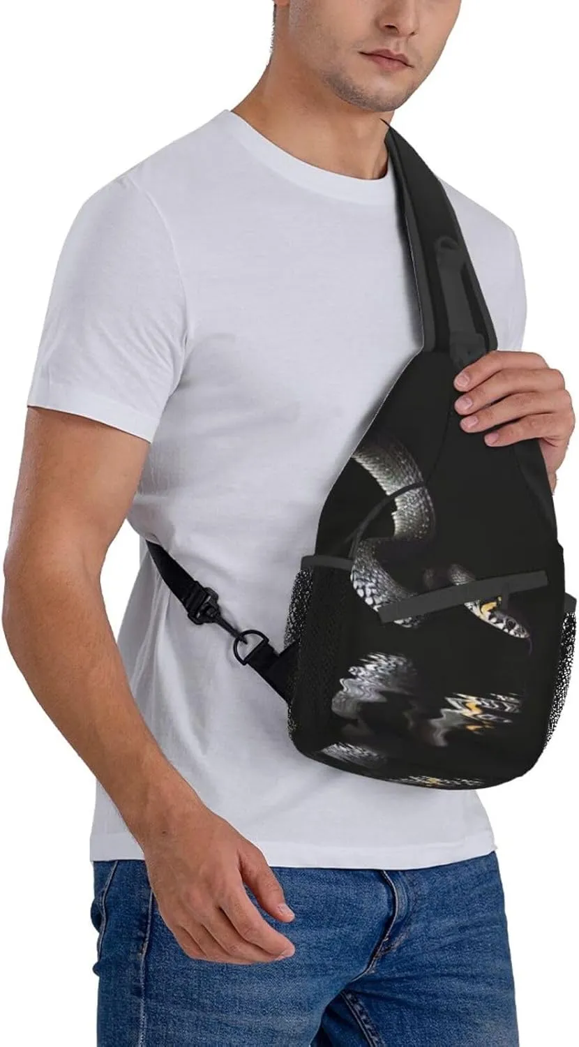 Snake Sling Bag Animal Crossbody Chest Daypack Casual Backpack Snake Shoulder Bag Cool Hiking Bag Horror Bag
