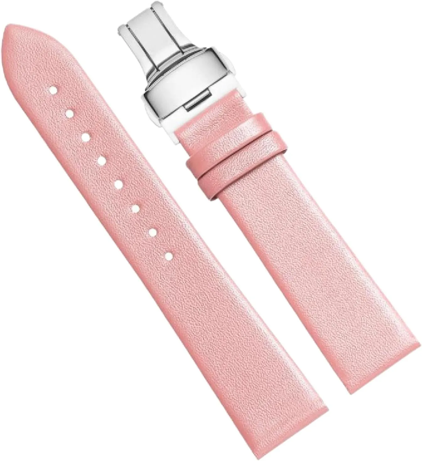 Soft Ultra-Thin Leather Watch Strap with Butterfly Clasp 12-24mm