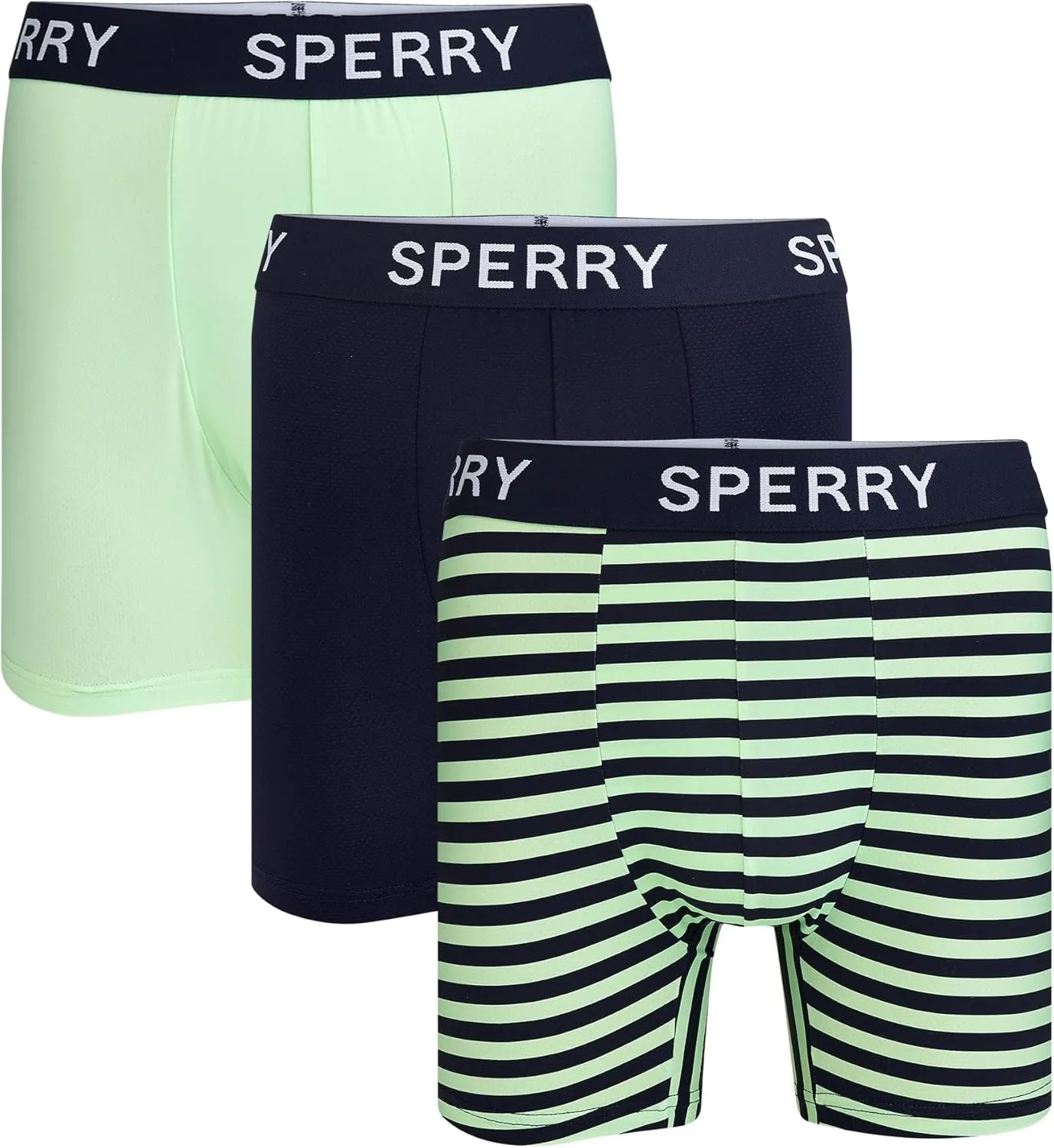 Sperry 3-Pack Mens Quick Dry Performance Mesh Boxer Briefs – Moisture Wicking, Cooling, Breathable Nylon Mens Athletic Boxers