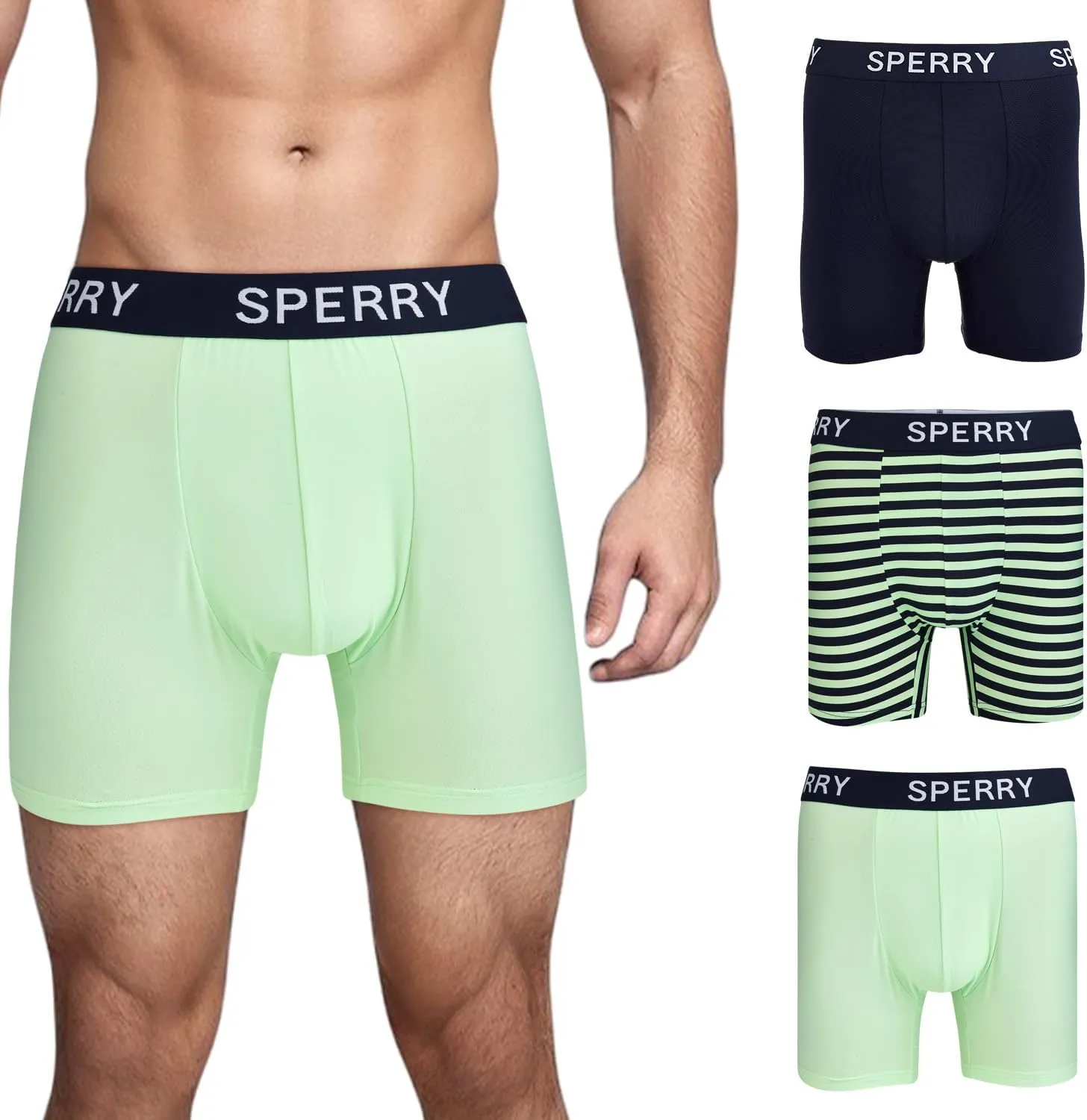 Sperry 3-Pack Mens Quick Dry Performance Mesh Boxer Briefs – Moisture Wicking, Cooling, Breathable Nylon Mens Athletic Boxers