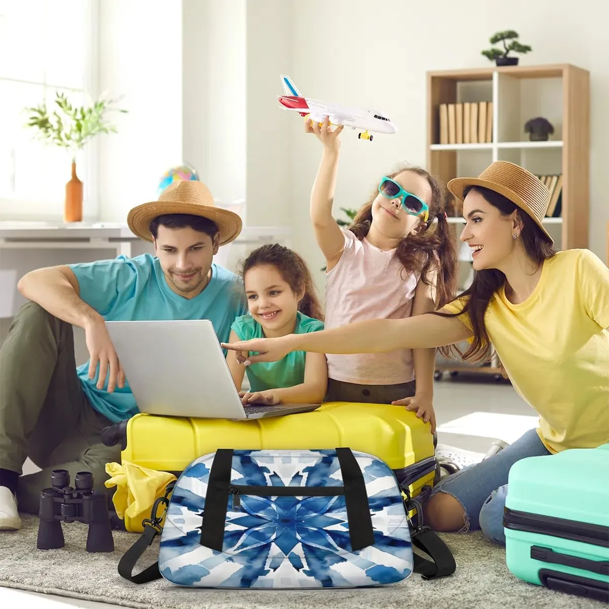Sport Duffel Bag Blue Tie Dye Print Kids Gym Bag Weekender Overnight Bags for Boys Girls Teens Carry On Workout Travel Bag