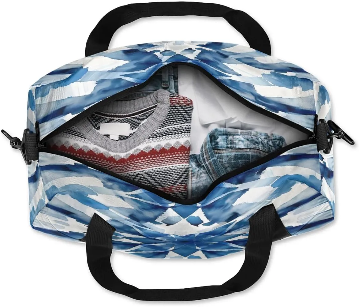 Sport Duffel Bag Blue Tie Dye Print Kids Gym Bag Weekender Overnight Bags for Boys Girls Teens Carry On Workout Travel Bag