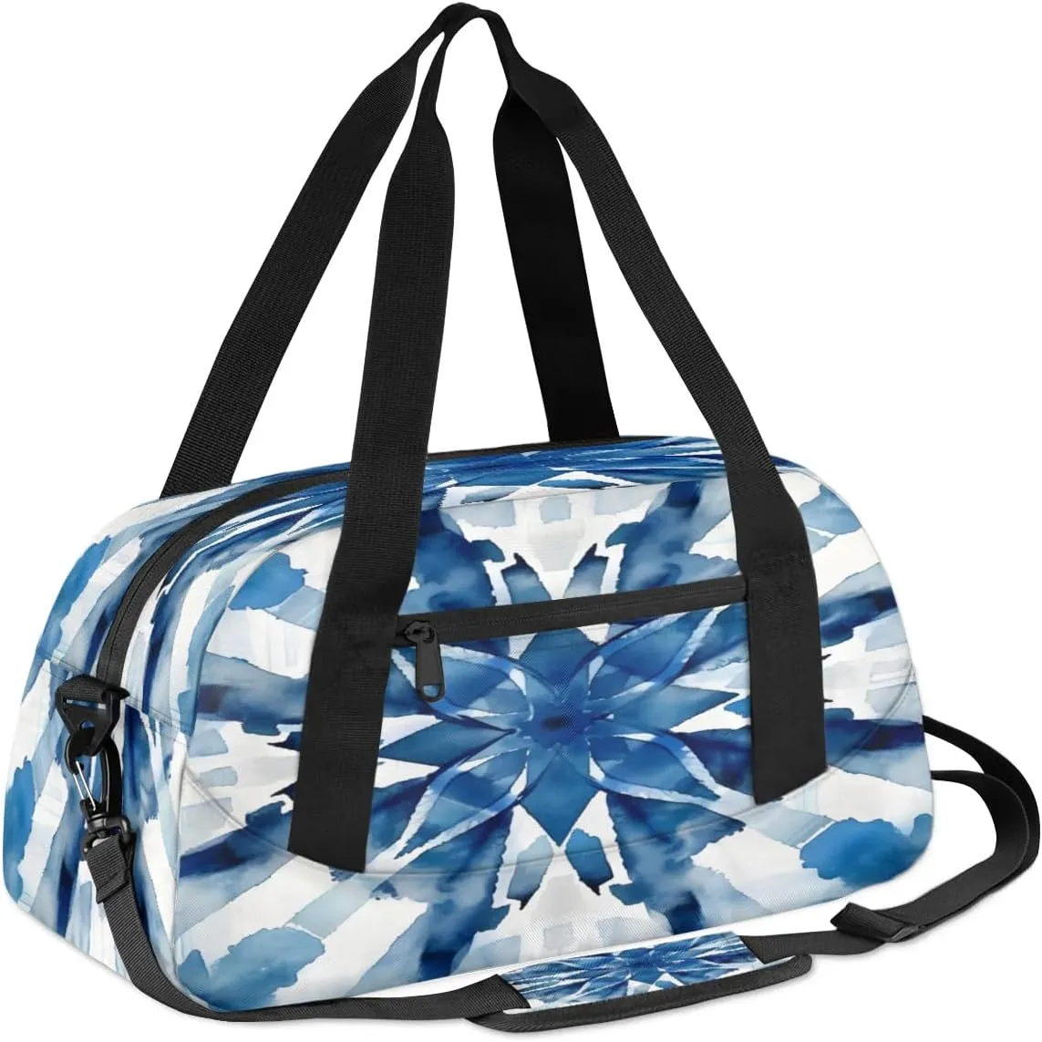 Sport Duffel Bag Blue Tie Dye Print Kids Gym Bag Weekender Overnight Bags for Boys Girls Teens Carry On Workout Travel Bag