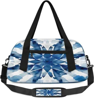 Sport Duffel Bag Blue Tie Dye Print Kids Gym Bag Weekender Overnight Bags for Boys Girls Teens Carry On Workout Travel Bag