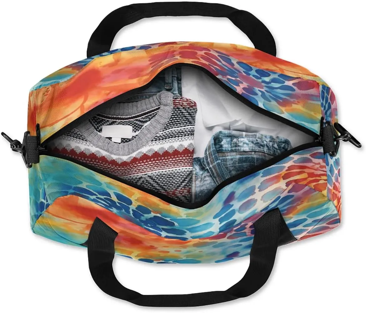 Sport Duffel Bag Colorful Tie Dye Pattern Kids Gym Bag Weekender Overnight Bags for Boys Girls Teens Carry On Workout Travel Bag