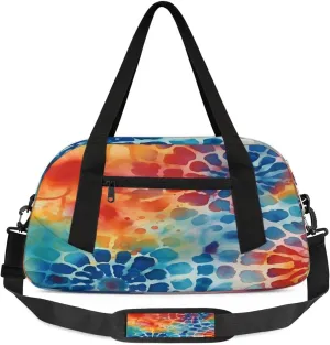 Sport Duffel Bag Colorful Tie Dye Pattern Kids Gym Bag Weekender Overnight Bags for Boys Girls Teens Carry On Workout Travel Bag