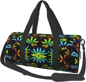Sports Duffel Bag Tie-Dye-Pot-Leaf-Weeds Foldable Travel Tote Bag Weekender Sleepover Carry On Bag