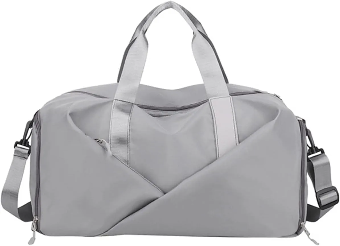 Sports Duffel Bags Gym Travel Bag Women's Nylon Waterproof Yoga Fitness Sport Bags With Shoes Compartment Large Capacity Training Handbag XA193L(Grey)