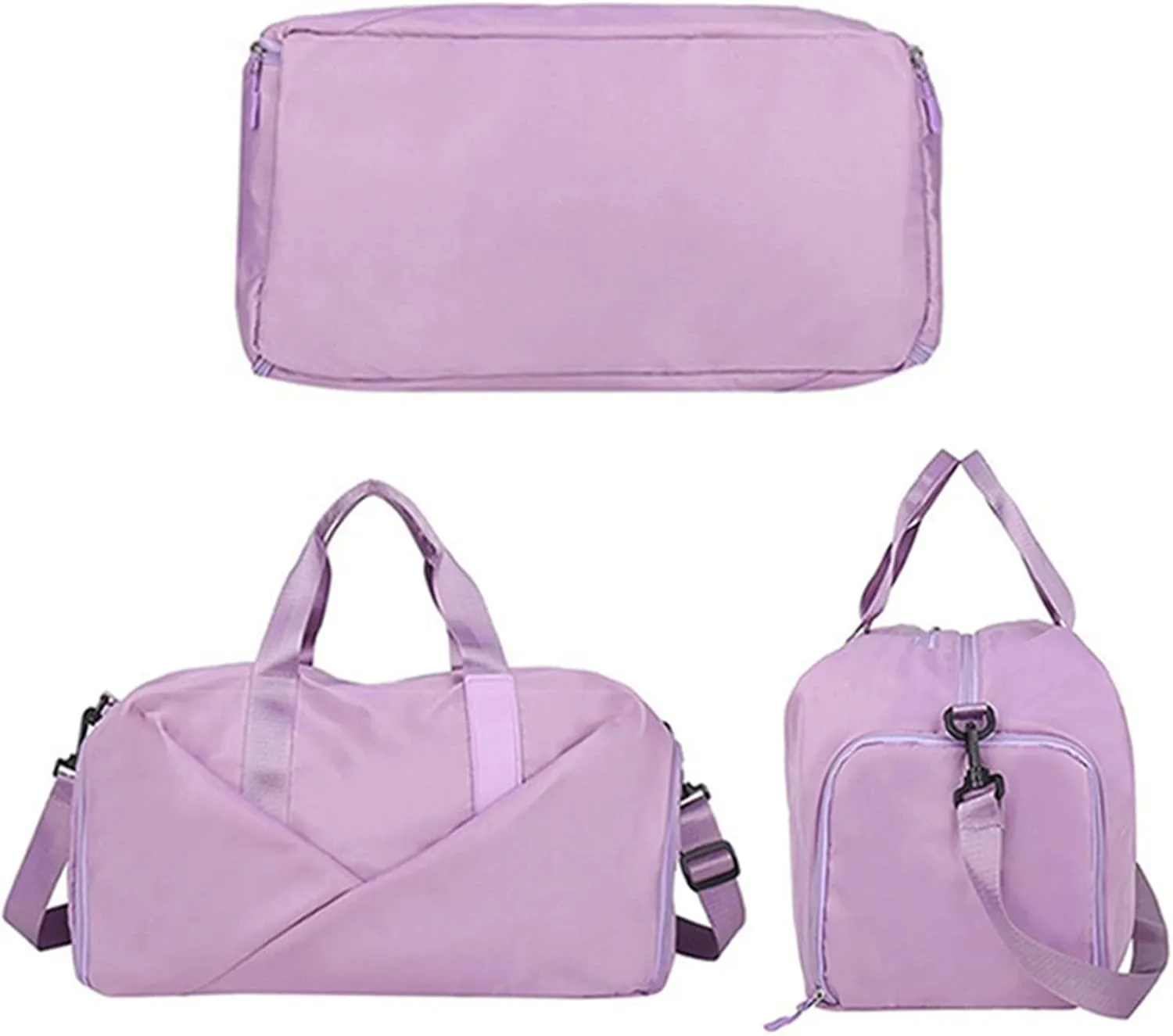 Sports Duffel Bags Gym Travel Bag Women's Nylon Waterproof Yoga Fitness Sport Bags With Shoes Compartment Large Capacity Training Handbag XA193L(Grey)