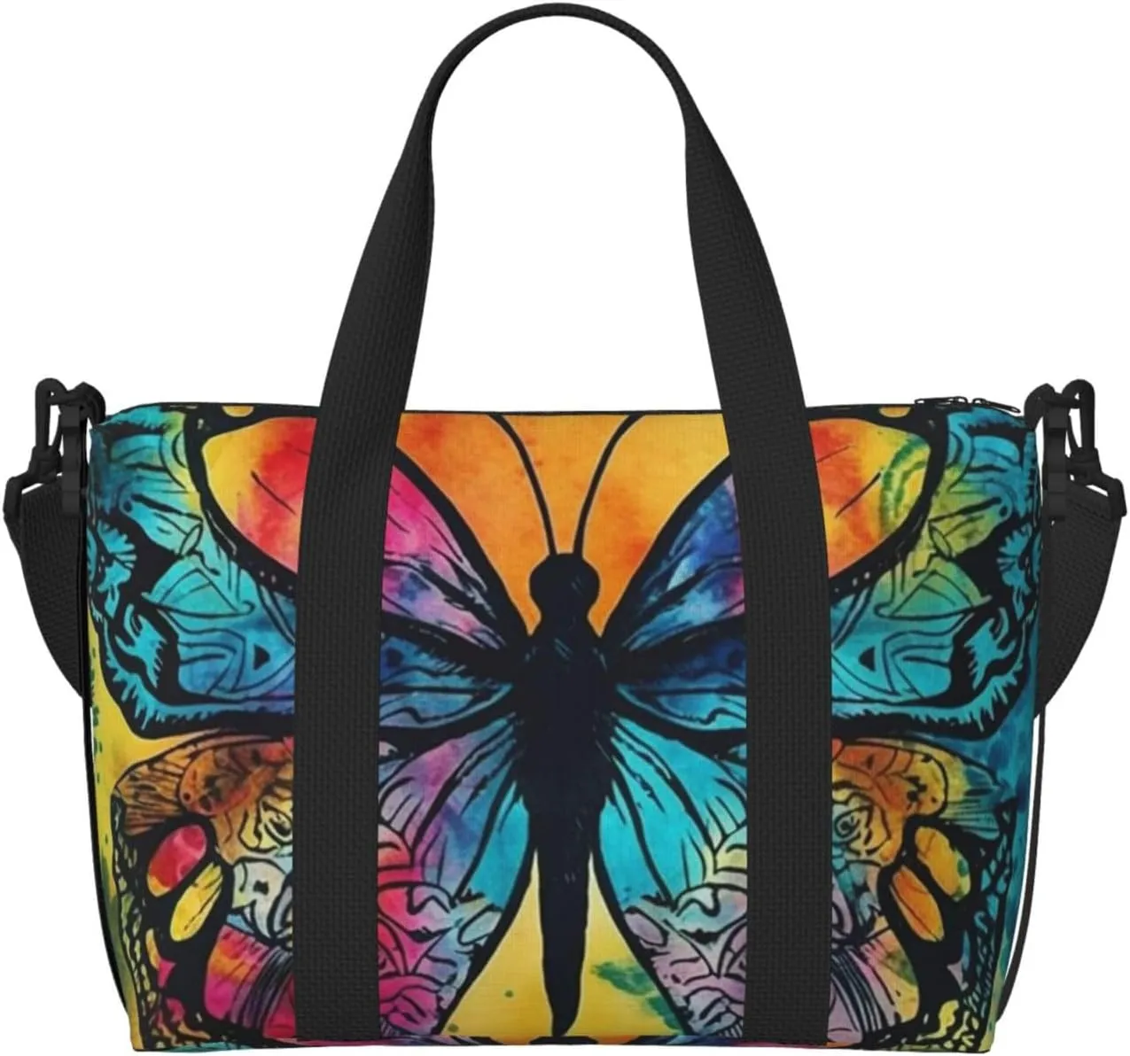 Sports Gym Bag for Women Men Travel Duffel Bag Tote Weekender Bag Carry on Overnight Bag for Travel Swimming Fitness Workout Sports Butterfly Tie Dye Duffle Bag