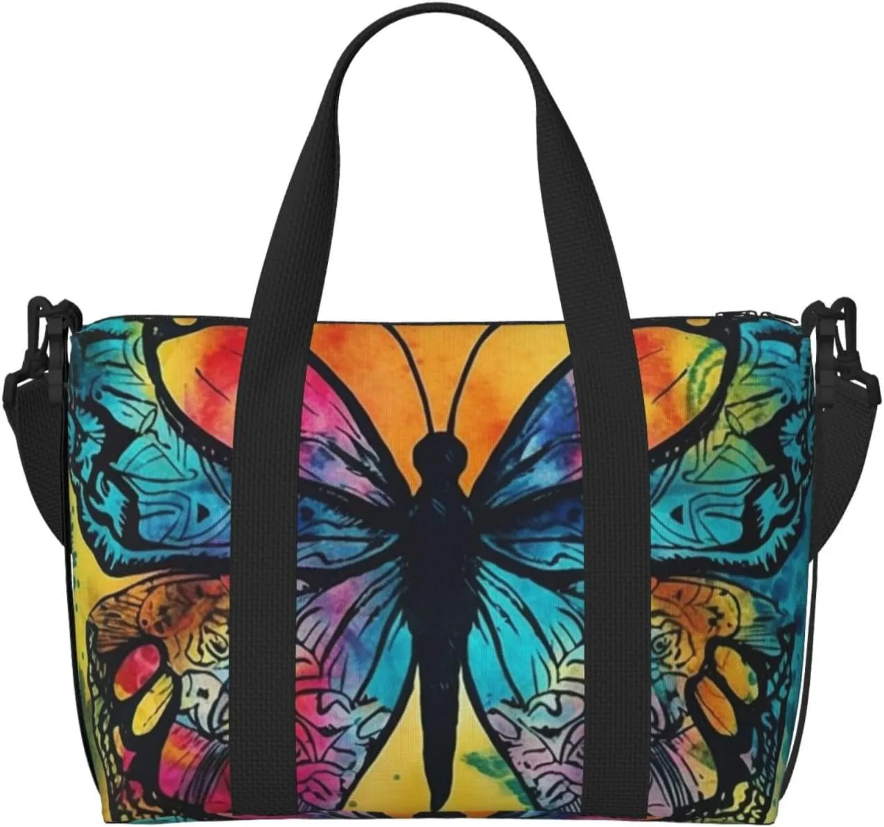 Sports Gym Bag for Women Men Travel Duffel Bag Tote Weekender Bag Carry on Overnight Bag for Travel Swimming Fitness Workout Sports Butterfly Tie Dye Duffle Bag
