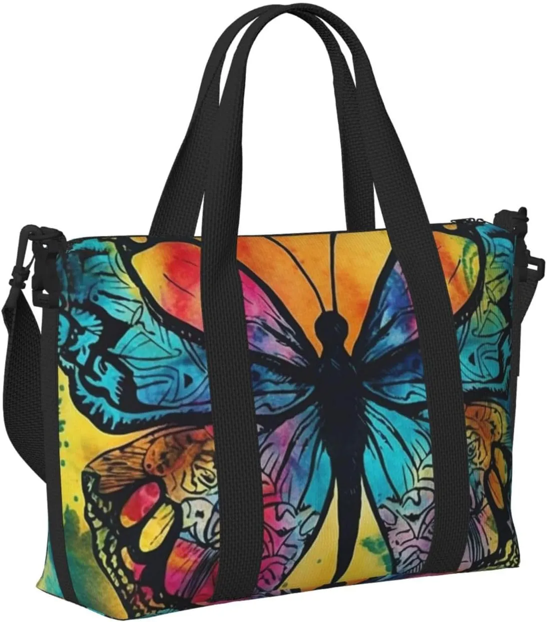 Sports Gym Bag for Women Men Travel Duffel Bag Tote Weekender Bag Carry on Overnight Bag for Travel Swimming Fitness Workout Sports Butterfly Tie Dye Duffle Bag