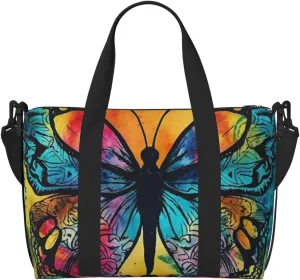 Sports Gym Bag for Women Men Travel Duffel Bag Tote Weekender Bag Carry on Overnight Bag for Travel Swimming Fitness Workout Sports Butterfly Tie Dye Duffle Bag