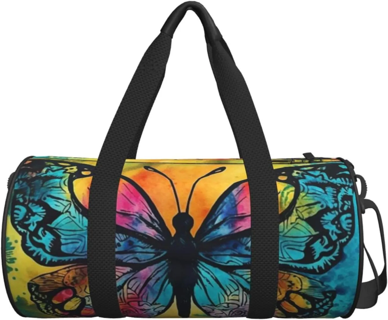 Sports Gym Bag for Women Men Travel Duffel Bag Tote Weekender Bag Carry on Overnight Bag for Travel Swimming Fitness Workout Sports Butterfly Tie Dye Duffle Bag