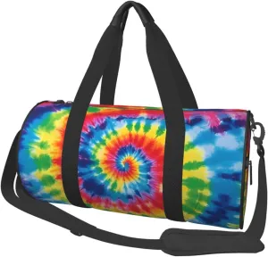 Sports Gym Bag for Women Men Travel Duffel Bag Tote Weekender Bag tie dye rainbow Carry on Overnight Bag for Travel Swimming Fitness Workout Sports Duffle Bag