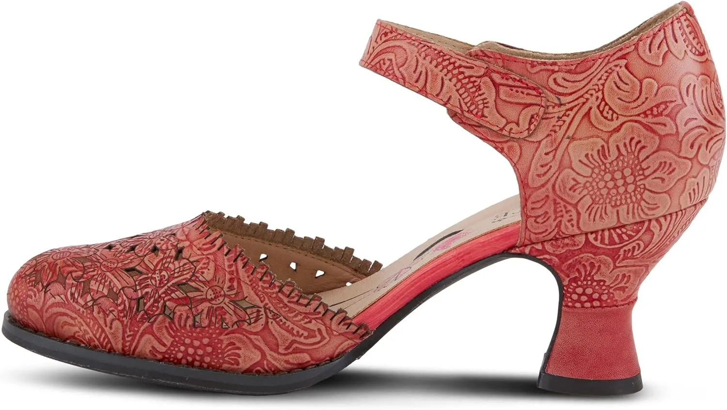 Spring Step L'Artiste Visionary Pump Shoes for Women | French Inspired Hand Painted Leather D'Orsay High Heels for Women with Ankle Strap