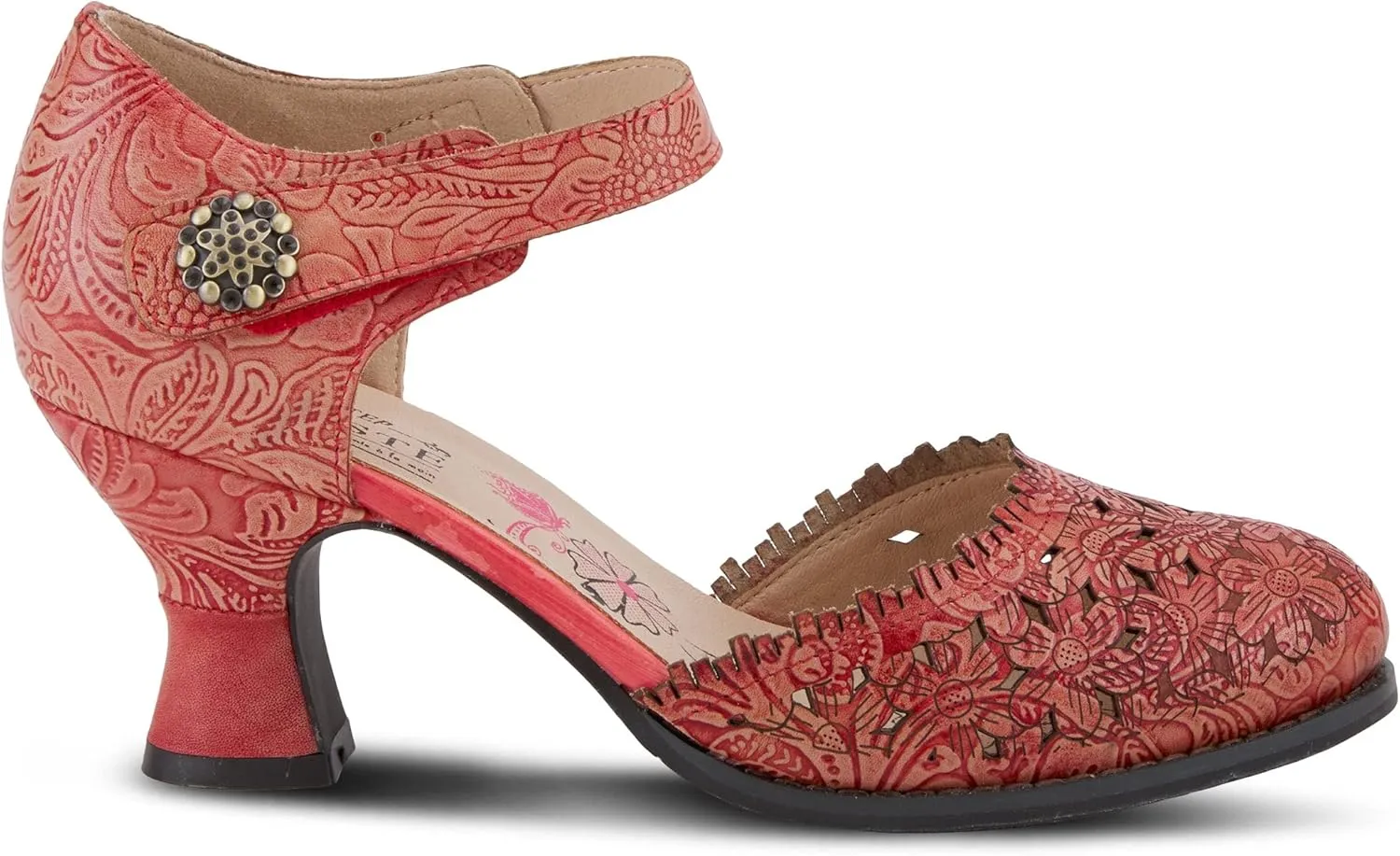 Spring Step L'Artiste Visionary Pump Shoes for Women | French Inspired Hand Painted Leather D'Orsay High Heels for Women with Ankle Strap