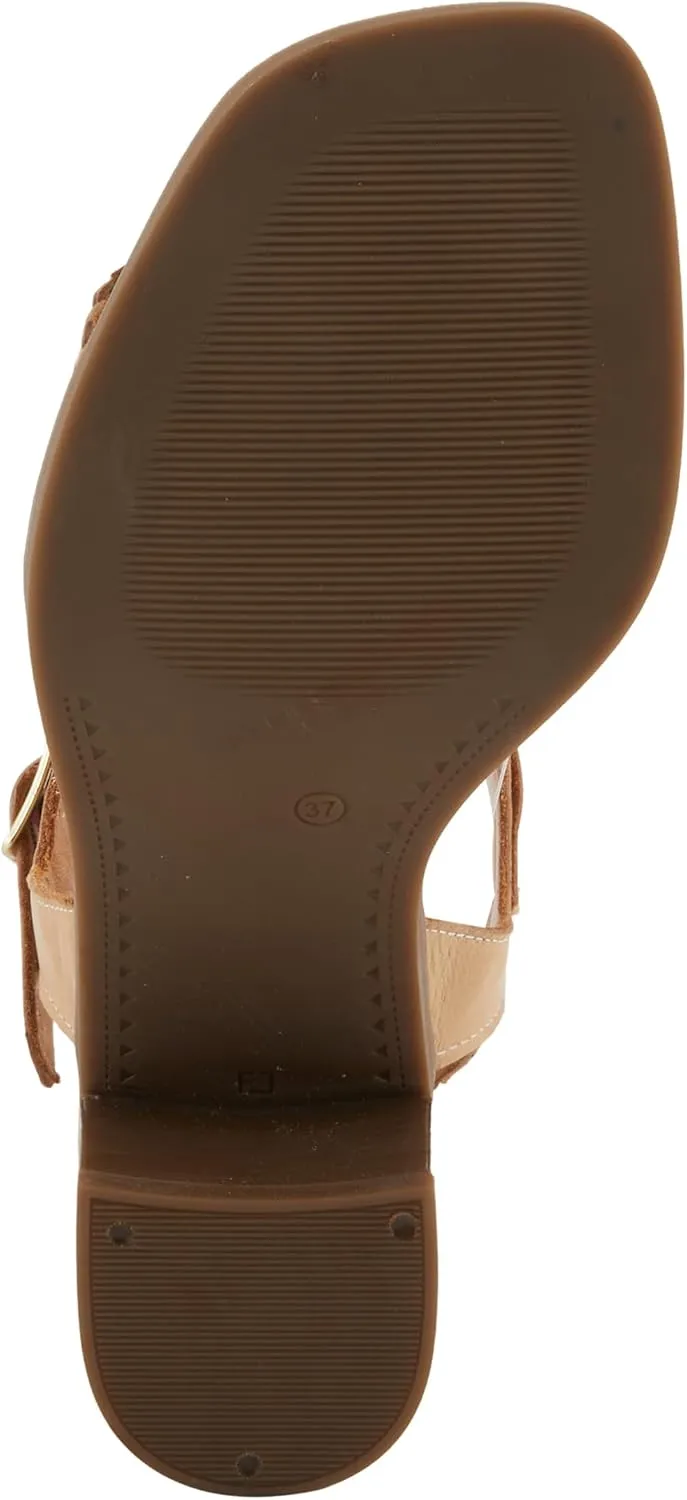 Spring Step NIFONA Women's Embossed Leather Sandals with Cushioned Footbed and Stacked Heel