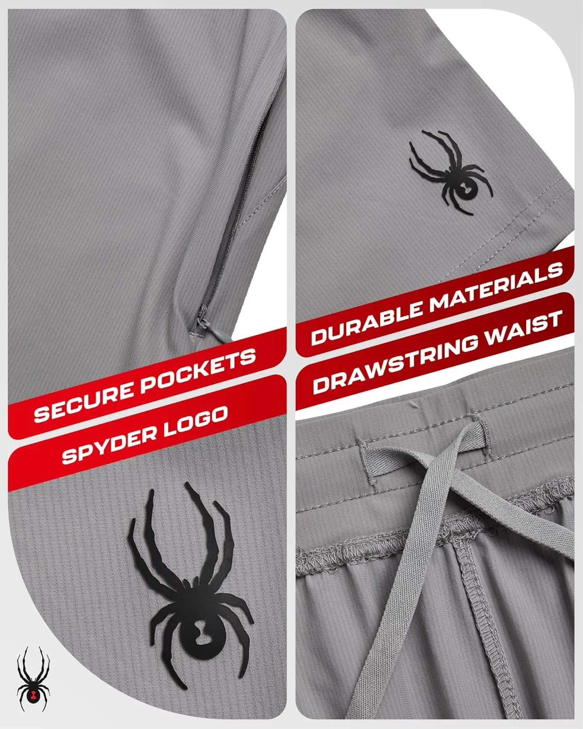 Spyder Men's Gym Shorts - Nylon Stretch 7'' Knit Active Workout Shorts with Zipper Pockets for Running, Hiking (Sizes: S-XL)