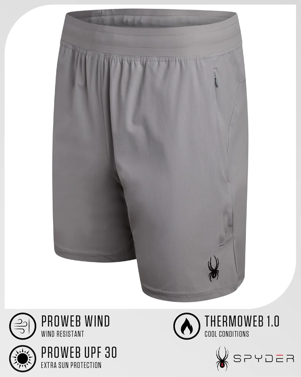Spyder Men's Gym Shorts - Nylon Stretch 7'' Knit Active Workout Shorts with Zipper Pockets for Running, Hiking (Sizes: S-XL)