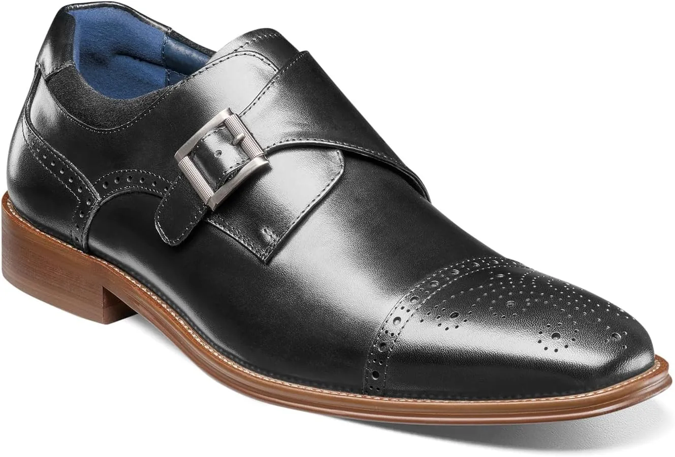 STACY ADAMS Mathis Cap Toe Monk Strap Black 9 M