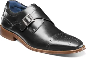STACY ADAMS Mathis Cap Toe Monk Strap Black 9 M