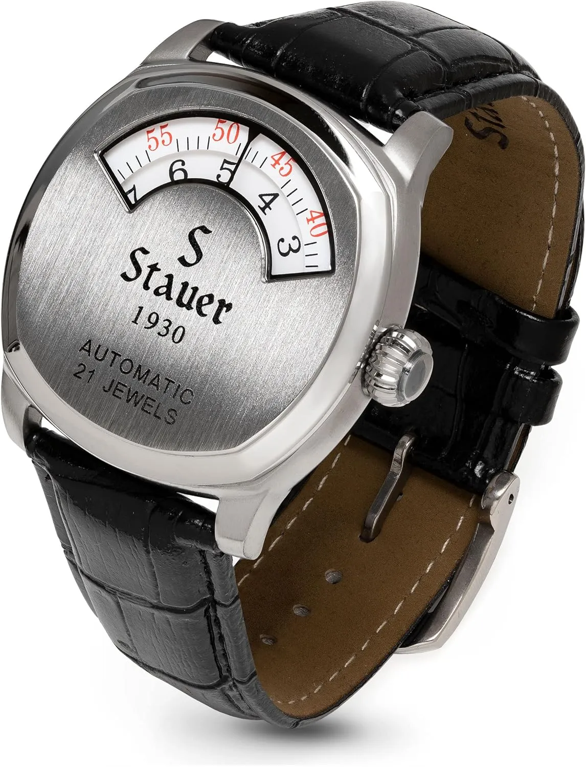 Stauer 1930 Dashtronic Watch – Cotswold Genuine Mens Watches Leather Band w/Stainless Steel Case – Automated Movement & 3-ATM Water Resistant Watch