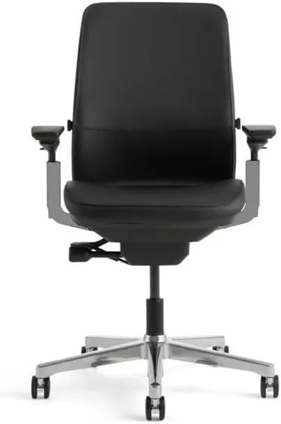 Steelcase Amia Chair (Renewed) (Black Leather)