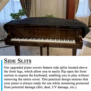 Steinway D Piano Cover 9'0" - Quilted Black Nylon with Side Splits Model D