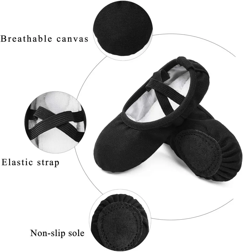 Stelle Canvas Ballet Shoes Toddler Girls Ballet Slippers No-Tie Boys Dance Shoes