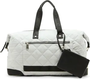 Steve Madden Women's BAMOS Large Quilted Weekender in Nylon WTH Wristlet, Grey