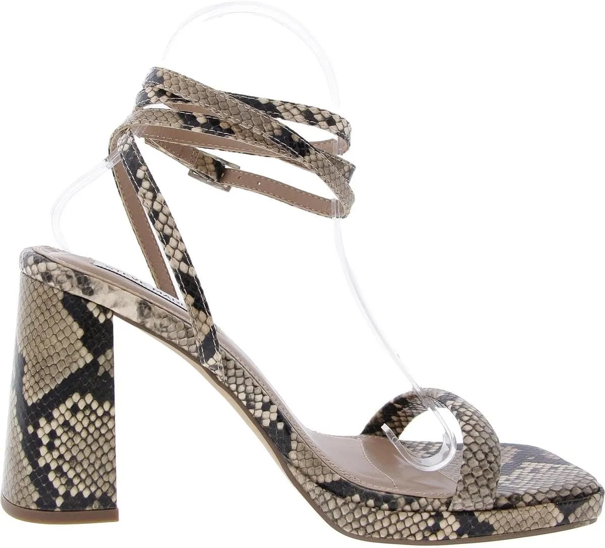 Steve Madden Womens Marley Lace-Up Faux Leather Block Heel
