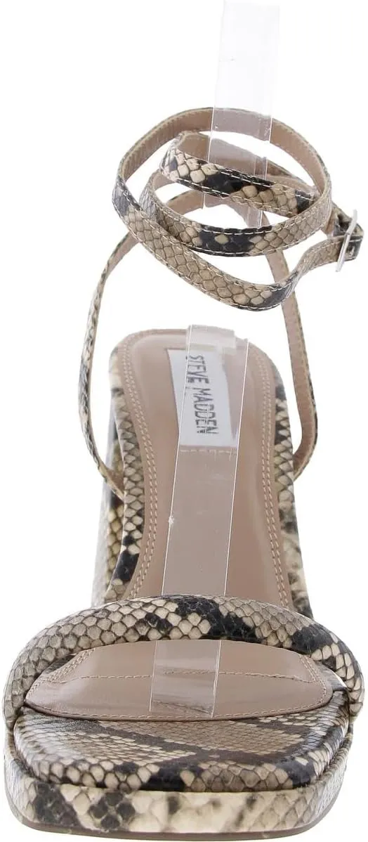 Steve Madden Womens Marley Lace-Up Faux Leather Block Heel