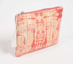 Stripe-Quilted Tie-&-Dye Pouch