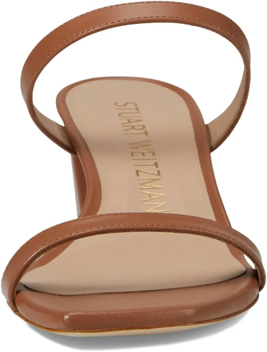 Stuart Weitzman Aleena 50 Block Slide Heels for Women - Leather Upper and Lining, Sleek Straps Design, and Rubber Outsole