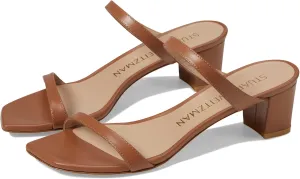 Stuart Weitzman Aleena 50 Block Slide Heels for Women - Leather Upper and Lining, Sleek Straps Design, and Rubber Outsole