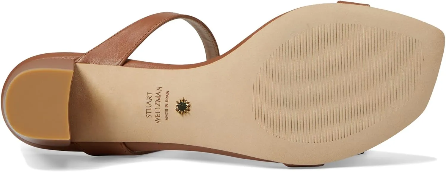 Stuart Weitzman Aleena 50 Block Slide Heels for Women - Leather Upper and Lining, Sleek Straps Design, and Rubber Outsole