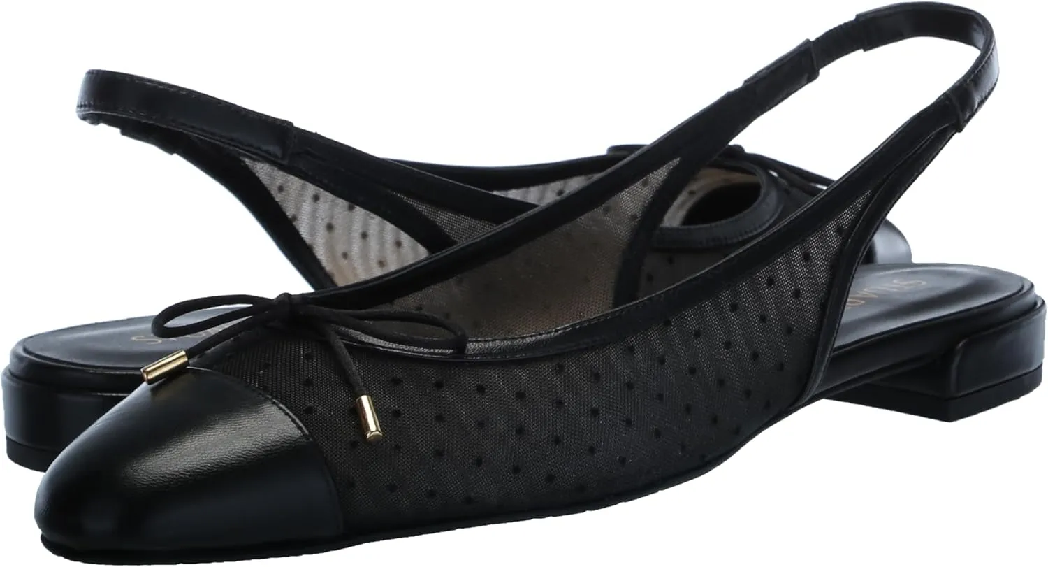 Stuart Weitzman Women's Sleek Bow Slingback Flat Ballet